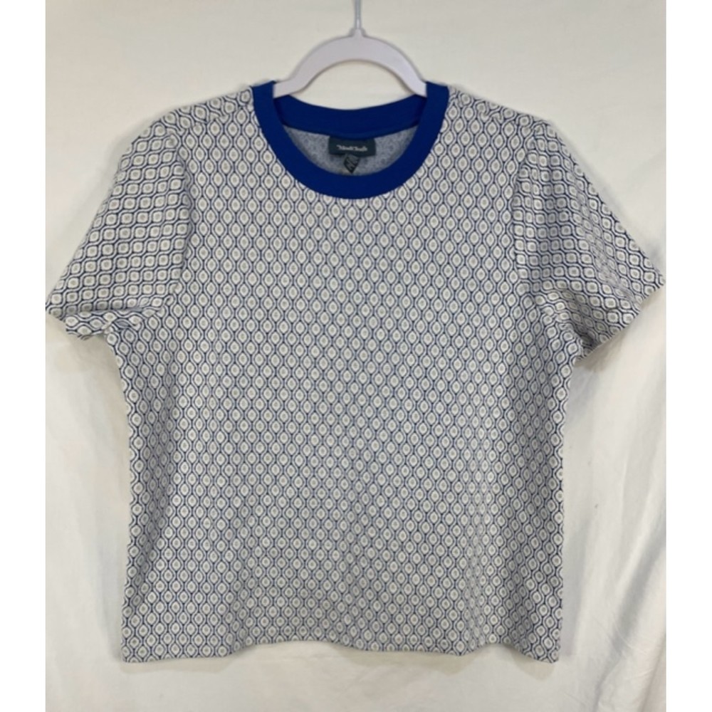 Modcloth L Blue Silver Boxy SS Tee Top